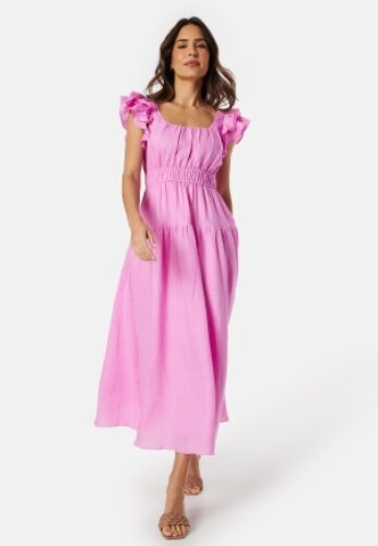 FOREVER NEW Athena Ruffle Midi Dress Candy Floss 34 – 9360454022081