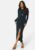 FOREVER NEW Shayna Ruched Front Long Sleeve Midi Dress Teal Glitter 36 – 9357631935890