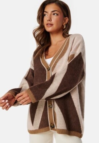 GANT Letterprint Intarsia Cardigan Roasted Walnut M – 7325707399084