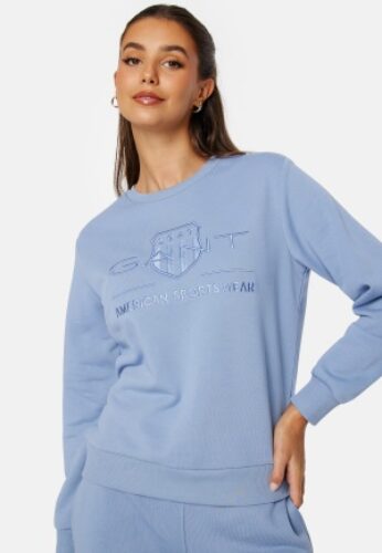 GANT Reg Tonal Shield Sweater Blue Water XS – 7325707431647