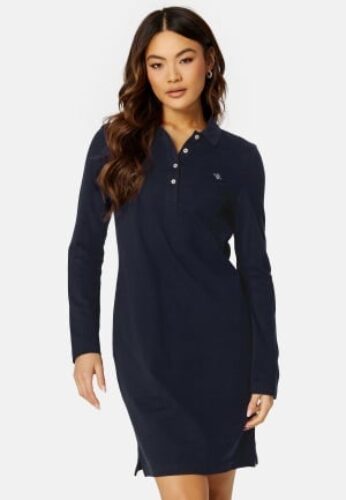 GANT Slim Shield LS Pique Dress EVENING BLUE M – 7325707150913