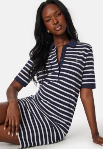 GANT Striped Shield Pique Dress Blue S – 7325707545672