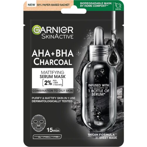 Garnier  Pure Charcaol Black Algae Purifying & Hydrating Pore-Tightning Sheet Mask Black Algae – 28 g – 3600542097147