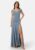 Goddiva Bardot Pleat Maxi Split Dress Light blue S (UK10) – 5056120243938