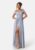 Goddiva Bardot Rouched Maxi Split Dress Light blue XXS (UK6) – 5056120243778