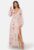 Goddiva Floral Long Sleeve Chiffon Maxi Dress Latte XS (UK8) – 5056120243716