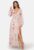 Goddiva Floral Long Sleeve Chiffon Maxi Dress Latte XXS (UK6) – 5056120243709