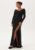 Goddiva Long Sleeve Bardot Pleat Maxi With Split Black XS (UK8) – 5056120253807