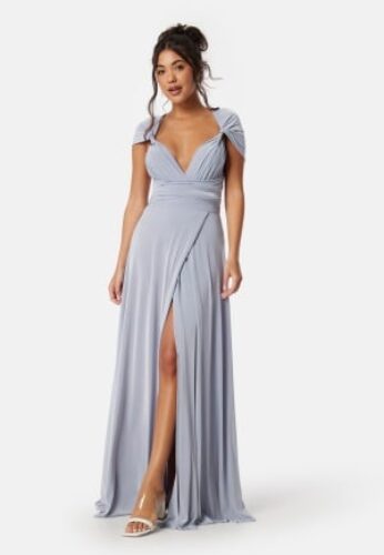 Goddiva Multi Tie Maxi Dress Split Light blue XS (UK8) – 5056120244225