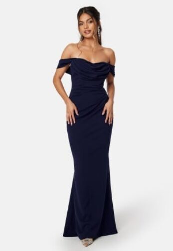 Goddiva Off Shoulder Maxi Dress Dark blue XXS (UK6) – 5056120251728