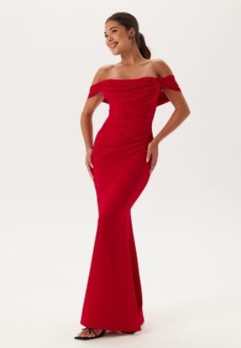 Goddiva Off Shoulder Maxi Dress Red XL (UK16) – 5056120237098