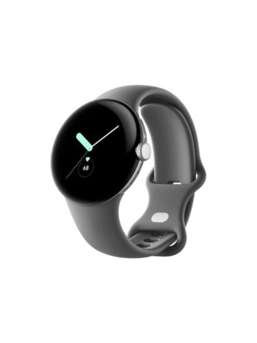 Google Pixel Watch LTE – Polished Silver with Charcoal Band – 0840244600334