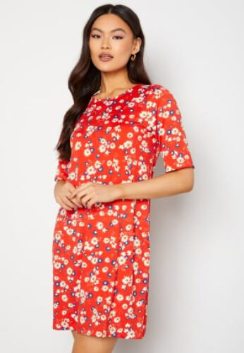 Happy Holly Blenda ss dress Red / Floral 40/42L – 7333340121092