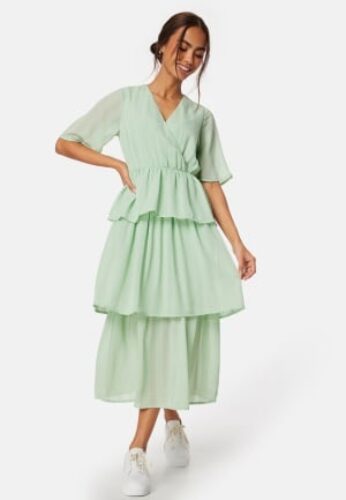 Happy Holly Butterfly Sleeve Flounce Dress Dusty green 40/42 – 7333340308448