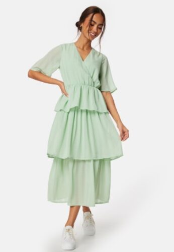 Happy Holly Butterfly Sleeve Flounce Dress Dusty green 52/54 – 7333340308479
