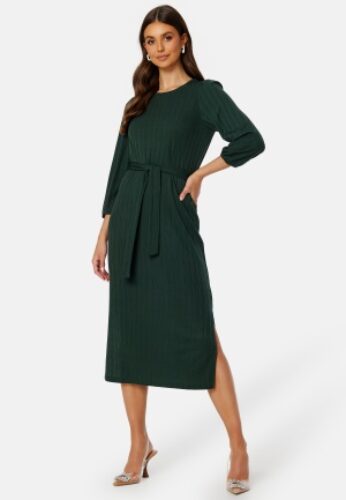 Happy Holly Caroline Rib Dress Dark green 32/34 – 7333340246474