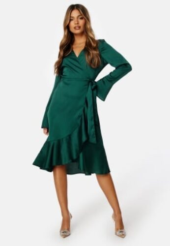 Happy Holly Cora Wrap Dress Dark green 44/46 – 7333340251348