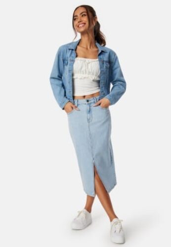 Happy Holly Denim Midi Slit Skirt Light blue 40 – 7333340292488