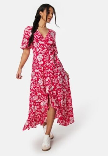 Happy Holly Ellinor long dress Coral red / Patterned 36/38 – 7333340235805