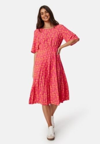 Happy Holly Eloise pleated dress Cerise / Patterned 36/38 – 7333340213827