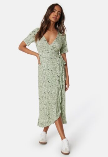 Happy Holly Frill Wrap Dress Green/Patterned 52/54 – 7333340286142