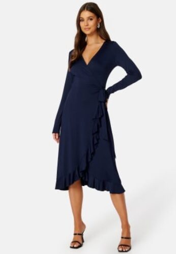 Happy Holly Lianna Frill Dress Navy 36/38 – 7333340240021
