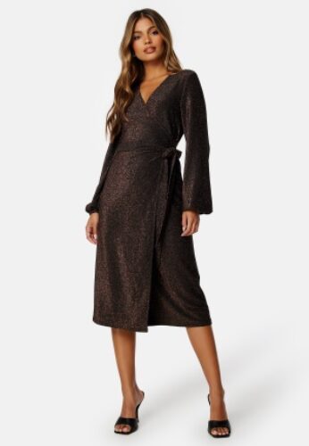 Happy Holly Sparkling Midi Wrap Dress Bronze 32/34 – 7333340260487