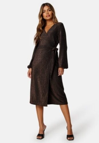 Happy Holly Sparkling Midi Wrap Dress Bronze 44/46 – 7333340260517