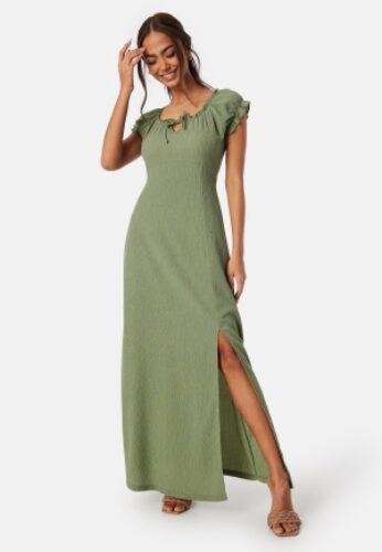 Happy Holly Structure Maxi Slit Dress Dusty green 32/34 – 7333340300091