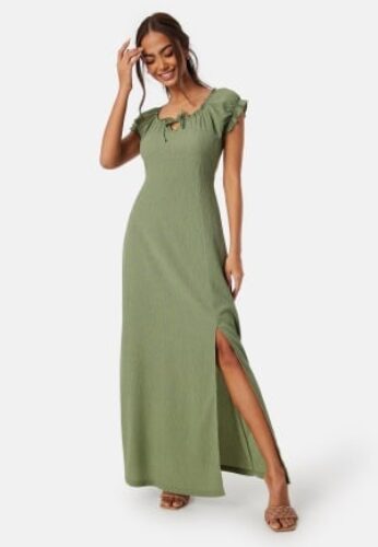 Happy Holly Structure Maxi Slit Dress Dusty green 44/46 – 7333340300121