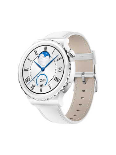 Huawei Klokke GT 3 Pro Classic 43mm – Keramisk med hvit lærrem – 6941487253722