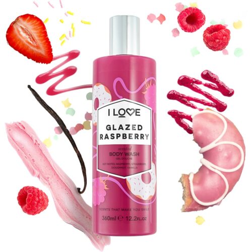 I Love Glazed Raspberry Scented Body Wash – 360 ml – 5060351545037