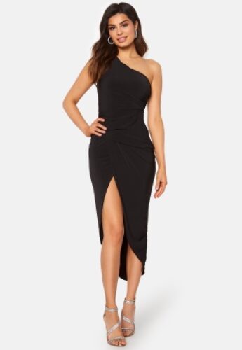 John Zack One Shoulder Rouch Dress Black XS (UK8) – 5060692710354