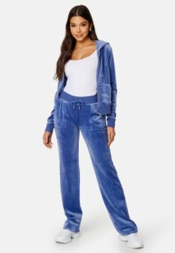 Juicy Couture Del Ray Classic Velour Pant Grey Blue S – 5059439340305