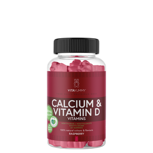Kalsium & Vitamin D Bringebær 60 Gummies – 5713918000929