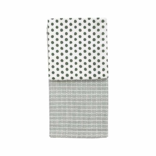 Kjøkkenhåndkle Grønn/Mønster Bomull 50X70cm 2pk – 7071649502999