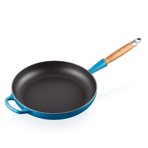 Le Creuset Støpejernspanne med Trehåndtak 28cm Deep Teal – 0024147324386