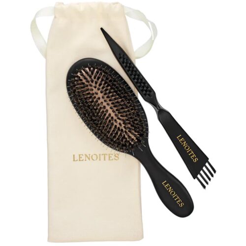 Lenoites Hair Brush Wild Boar + Pouch and cleaner tool Black – 7350136850042
