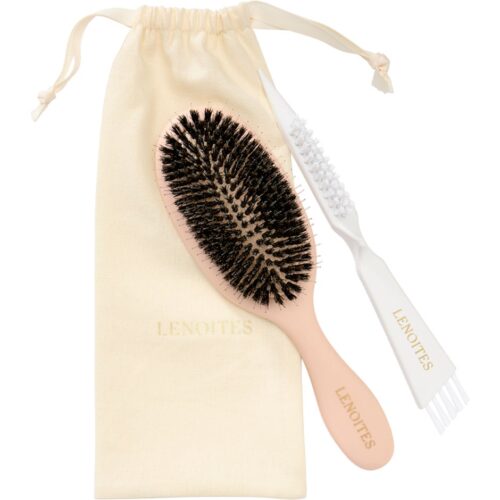 Lenoites Hair Brush Wild Boar With Pouch And Cleaner Tool Blush – 7350136851094