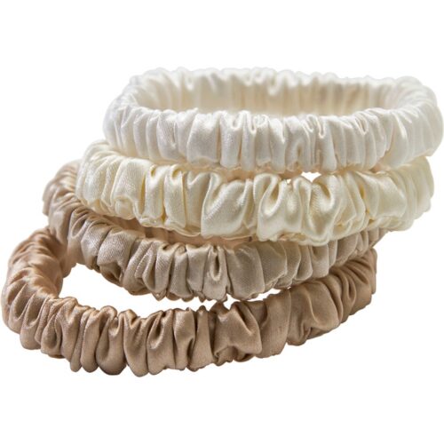 Lenoites Mulberry Silk Skinny Scrunchies White, cream white, beige, light brown – 4 pcs – 7350136850066