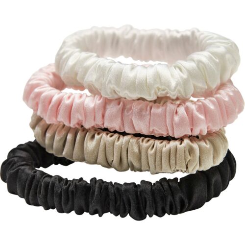 Lenoites Mulberry Silk Skinny Scrunchies White, pink, beige, black – 4 pcs – 7350136850080