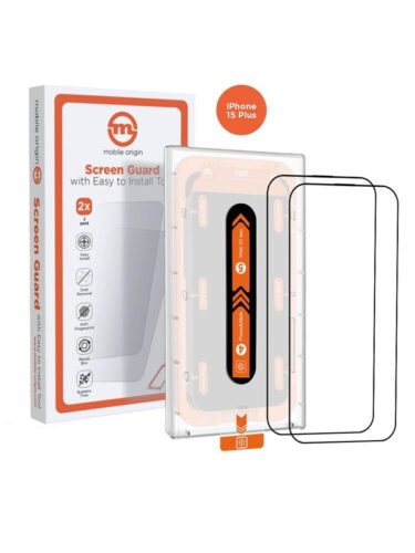 Mobile Origin Orange Screen Guard iPhone 15 Plus with easy applicator – 2 pack – 8594215990383