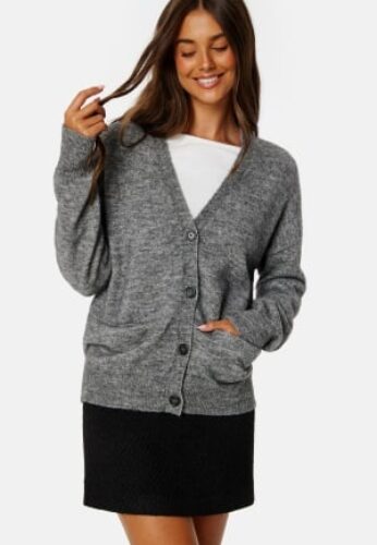 Object Collectors Item Minna L/S Knit Cardigan Dark Grey Melange M – 5715357879173