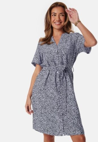 Object Collectors Item Objjacira S/S Shirt Dress Blue/Patterned 36 – 5715516019617