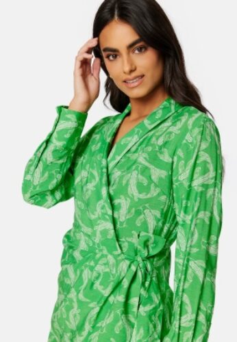 Object Collectors Item Rio L/S Wrap Dress Fern Green AOP:Anima 36 – 5713789934163