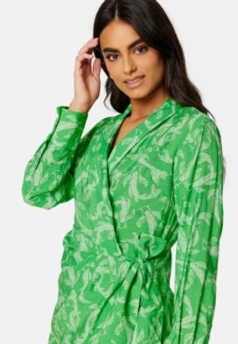 Object Collectors Item Rio L/S Wrap Dress Fern Green AOP:Anima 38 – 5713789934194
