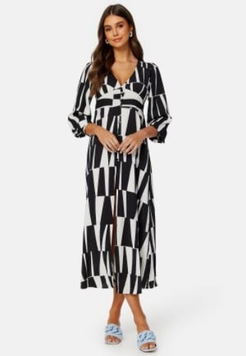 Object Collectors Item Taro L/S Long Dress Black Aop :Sandshell 34 – 5715357787898