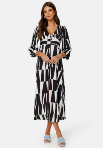 Object Collectors Item Taro L/S Long Dress Black Aop :Sandshell 36 – 5715357142246