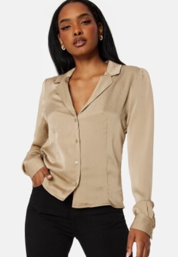 ONLY Jovana LS Top With Resort Collar Weathered Teak XS – 5715431947002