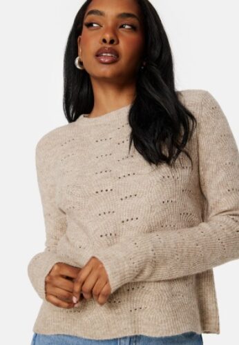 ONLY Lolli L/S Pullover Knit Beige Detail:MELANGE XL – 5715106973701